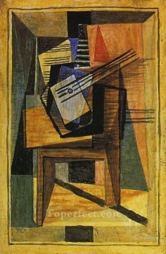 キュービズム Painting - Guitare sur une table 1919 キュビスム